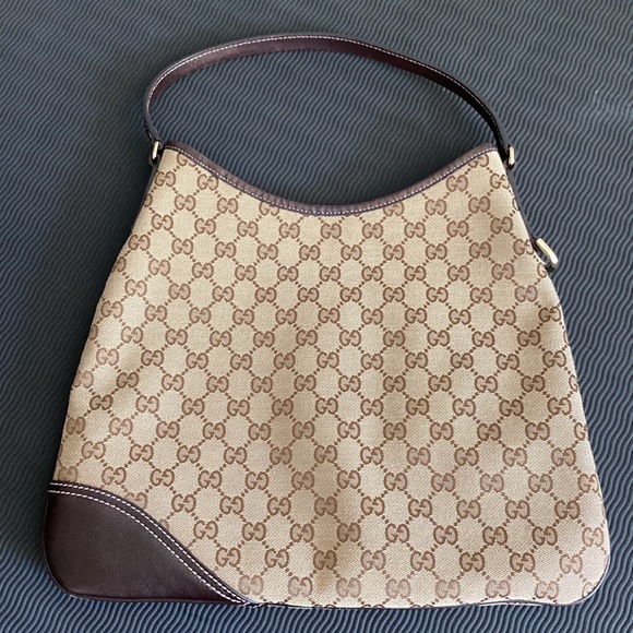🤎 GUCCI New Britt brown canvas medium shoulder hobo bag | vintage - Picture 9 of 14